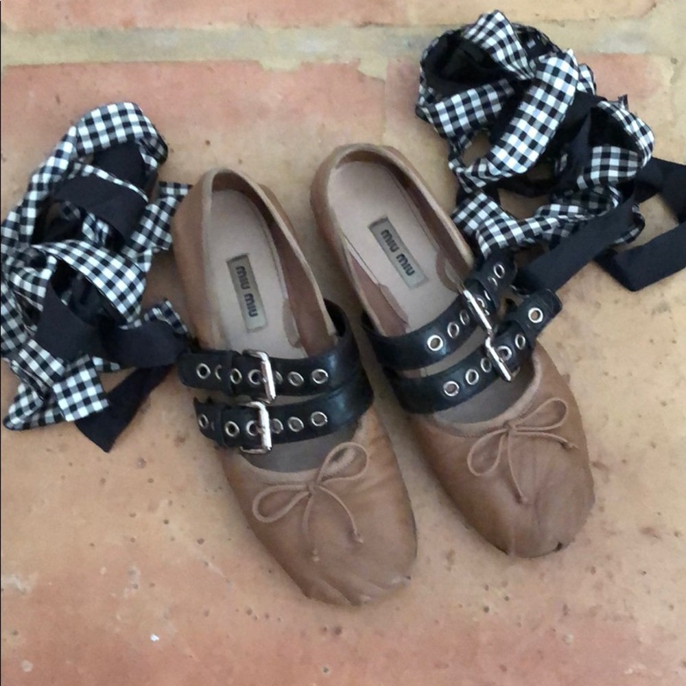 Miu miu belted ballerinas